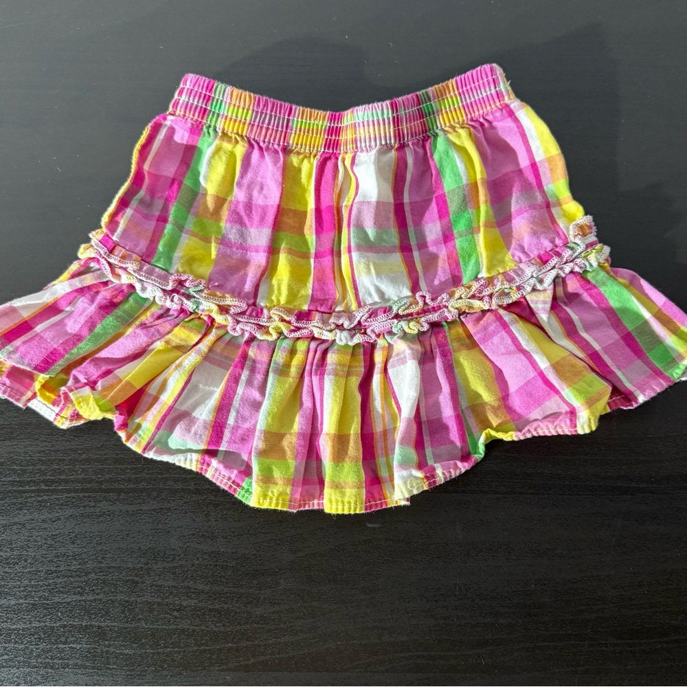 Okie Dokie Pink and Yellow Plaid Skirt